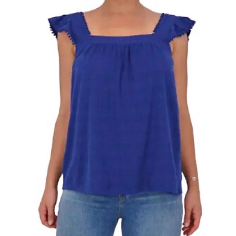Style & co Women's Blue flutter sleeve Sleeveless Top NWT L